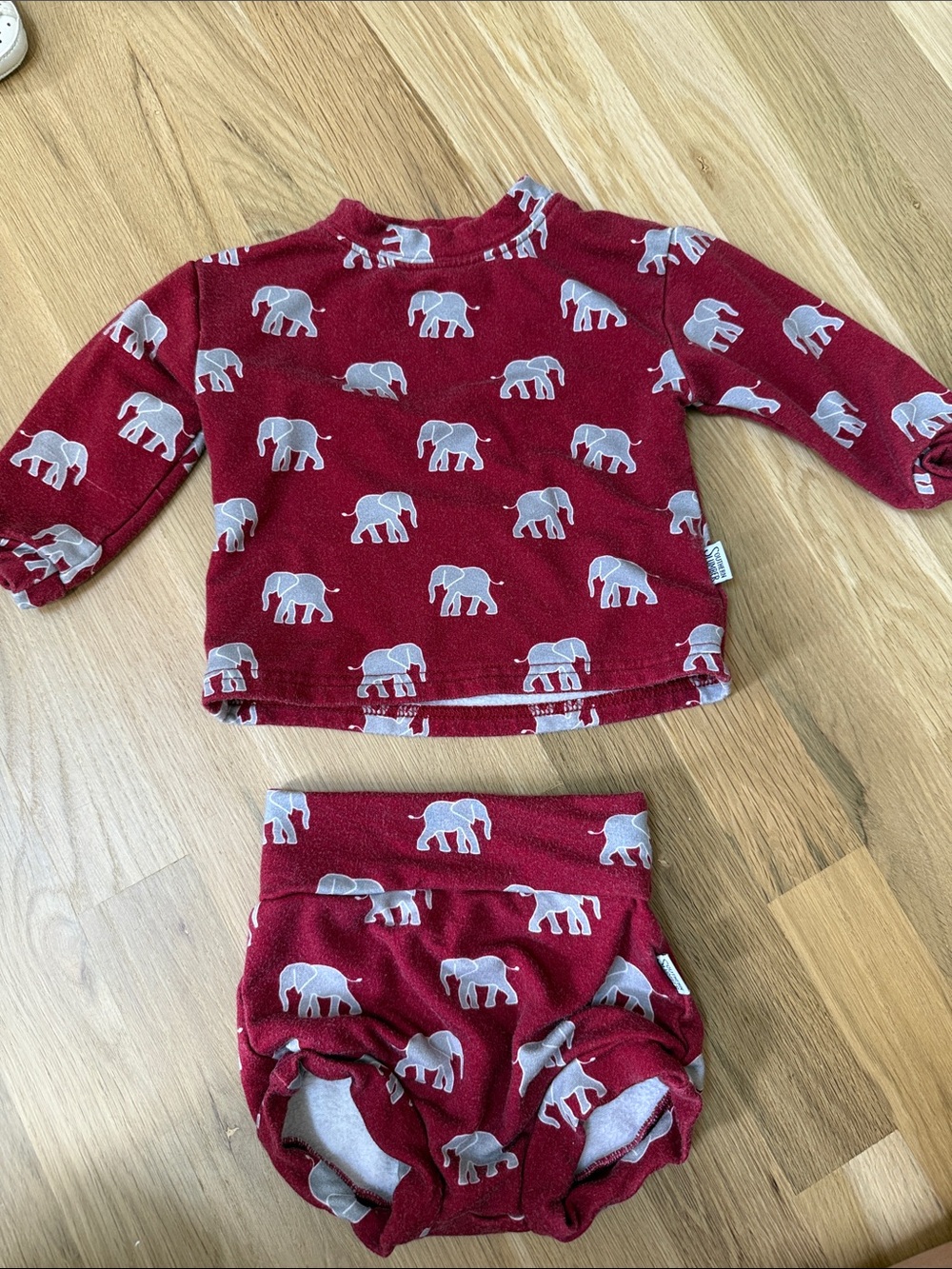Kids Burgundy Elephant Matching Underwear Set